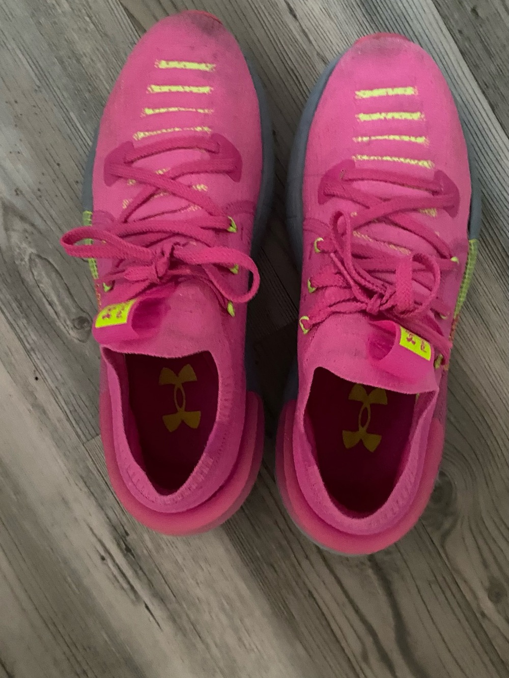 Under Armour Hot Pink Sneakers with Neon Yellow Accents